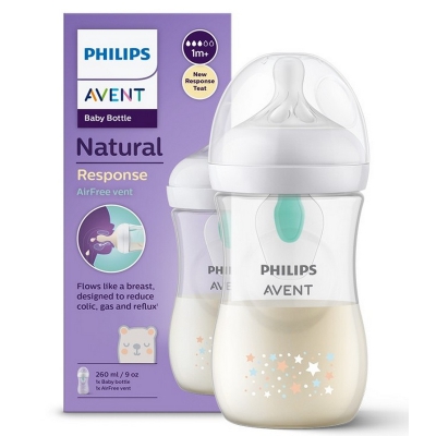 Butelka dla niemowląt z nakładką antykolkową AirFree SCY673/82 Stars Avent Philips