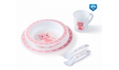 Plastikowy Zestaw Stołowy "Cute Animals" 4/401Pink Canpol Babies