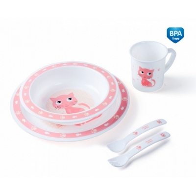 Plastikowy Zestaw Stołowy "Cute Animals" 4/401Pink Canpol Babies