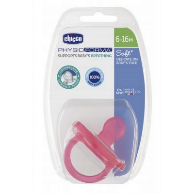 Smoczek Uspokajający, Silikonowy PhysioForma Soft 6-16m Różowy / CHICCO