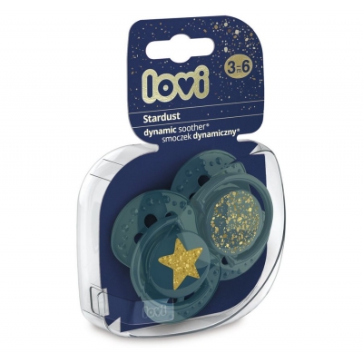 LOVI Smoczek Silikonowy Dynamiczny 3-6m Stardust Green 22/893 (2-sztuki)