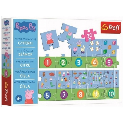 Puzzle Edukacyjne 20 elementów Cyferki. Świnka Pepa 15579 Trefl