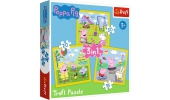 Puzzle 3w1 Wesoły dzień Peppy 34849 Trefl