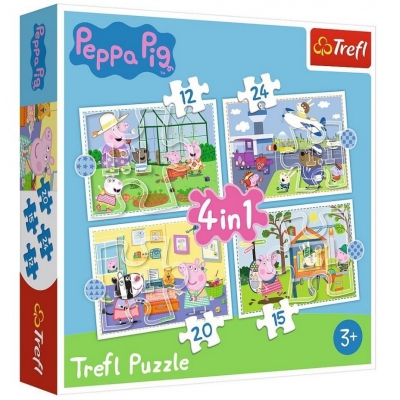 Puzzle 4 w 1 Wspomnienia z wakacji Świnki Peppy 34359 Trefl