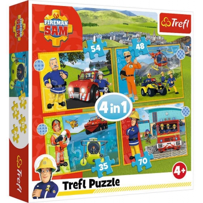 Puzzle 4 w 1 Odważny Strażak Sam 34387 Trefl