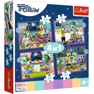 Puzzle 4 w 1 Trefliki przed snem. Dobranoc, Trefliki na noc 34399 Trefl