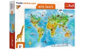 Puzzle Edukacyjne 104 elementy Mapa świata dla dzieci 15557 Trefl	
